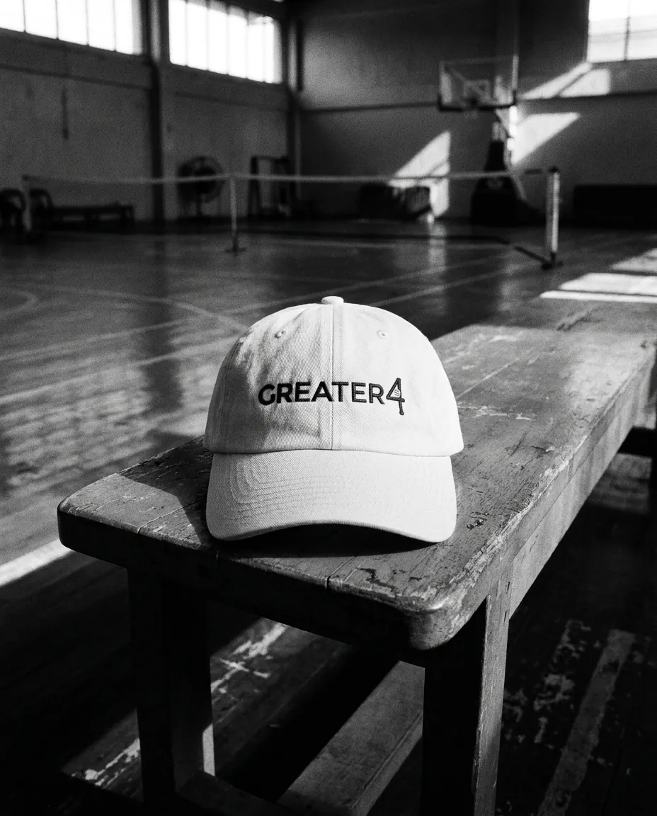 Four Cap — Unstructured six-panel, cotton twill, embroidered numeral 4.